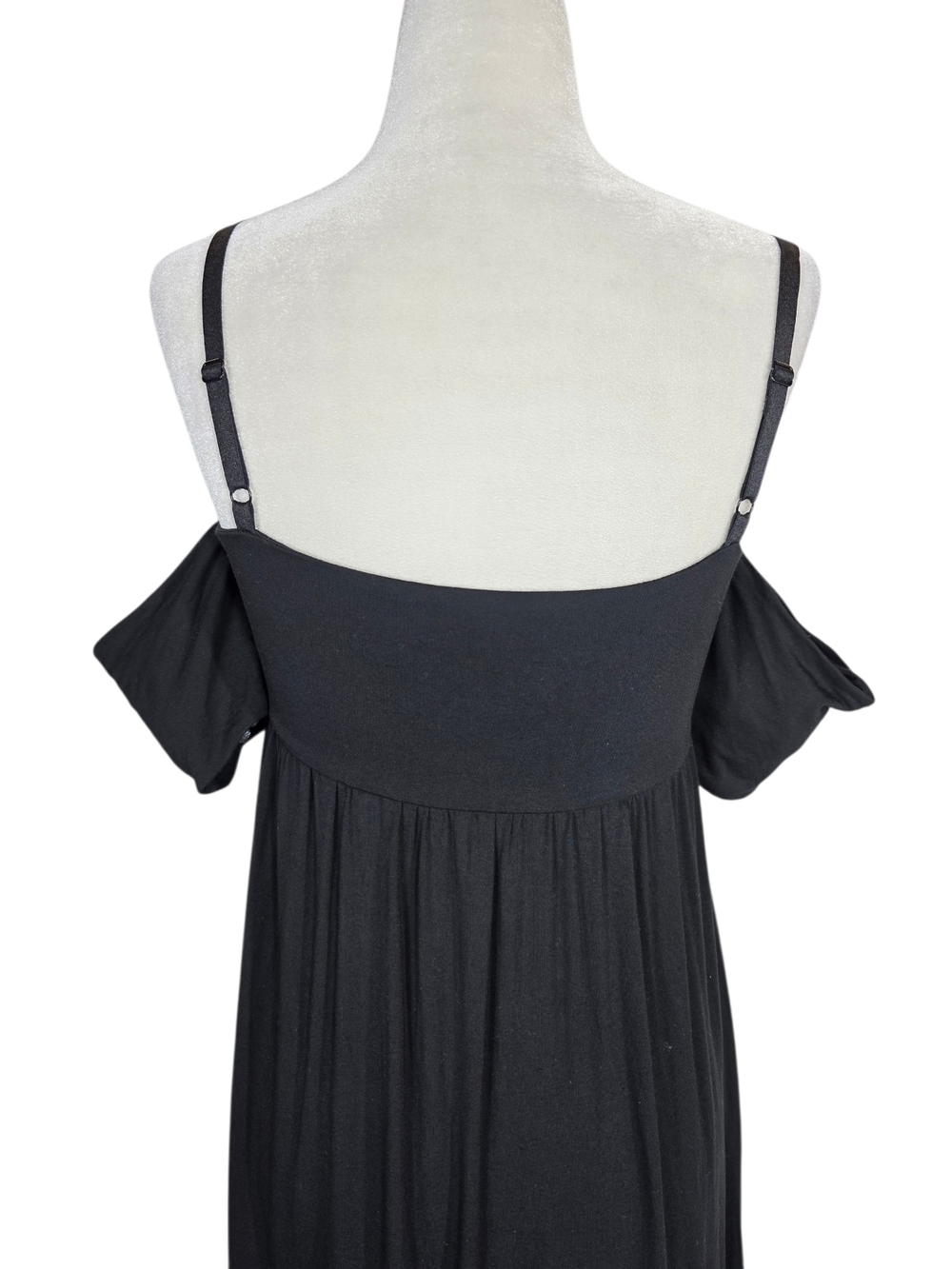 Wilfred Black Cold-Shoulder Midi Dress with Spaghetti Straps - Picture 2 of 8